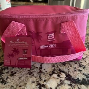 Pink Trader Joe’s mini insulated bag